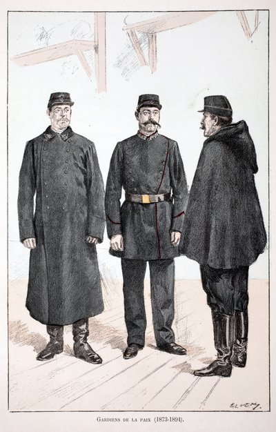 Friedenswächter (1873-1894). Farbradierung zur Illustration des Buches Histoire du corps des gardiens de la paix von Unknown artist