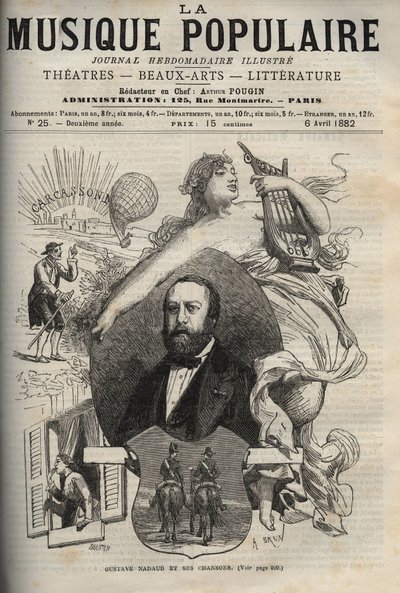 Gustave Nadaud (1820-1893), französischer Liedermacher und seine Lieder - Gravur in „Populäre Musik“ illustriertes Wochenblatt - 1882 von Unknown artist