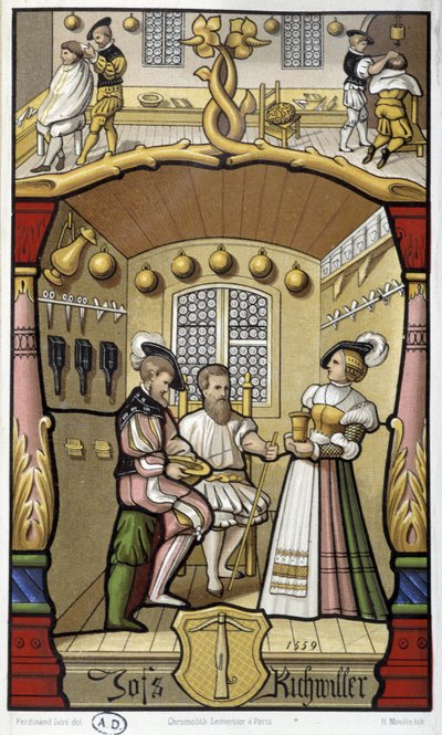 Friseur- und Barbier-Szenen - Faksimile einer Miniatur von 1559 von Unknown artist