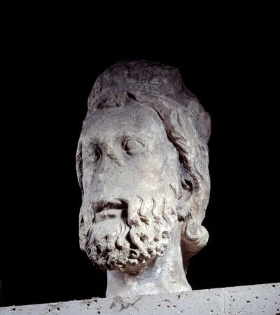 Kopf des Königs von Juda von der Kathedrale Notre Dame de Paris. Um 1220-1230 Paris, Nationalmuseum des Mittelalters, Thermes de Cluny von Unknown artist