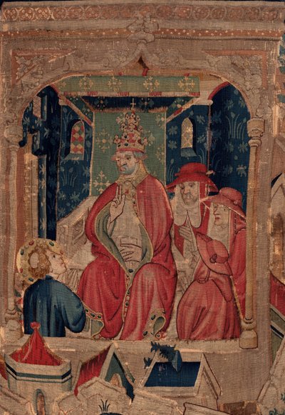 Geschichte von Saint Piat und Saint Eleuthère, Szene 9 Saint-Éleuthère wird als Bischof von Tournai bestätigt (Detail) von Unknown artist