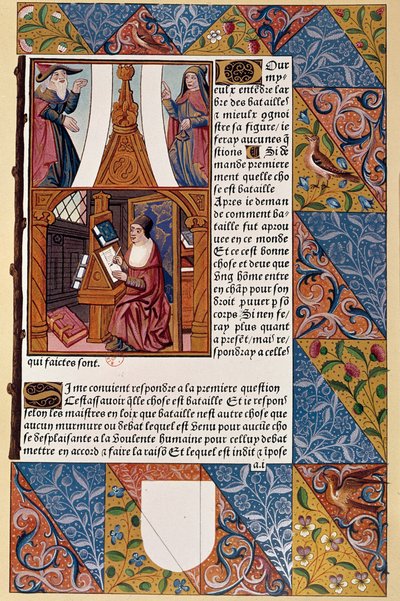 Geschichte des Drucks: Verleger Antoine Verard (? -1513) komponiert sein Buch. Aus einem Manuskript von 1494 von Unknown artist