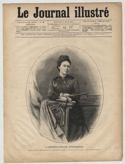 Victoria von Großbritannien (1840-1901) Victoria Adelaide Marie Louise von Großbritannien, Königliche Prinzessin von Großbritannien und Irland - Victoria, Kronprinzessin (Kaiserin Friedrich) - Titelblatt von „The Illustrous Journal“ vom März 1894 von Unknown artist
