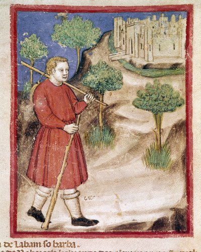 Jakob geht zu Laban nach Mesopotamien. Miniatur aus Codex 212 (oder Padovano oder Bibel von Padua) 1390-1400 von Unknown artist