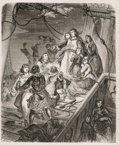 Die Galeere von Saint Louis - in „Geschichte der Päpste, Könige, Königinnen, Kaiser durch die Jahrhunderte“ von Maurice Lachatre 1857 von Unknown artist