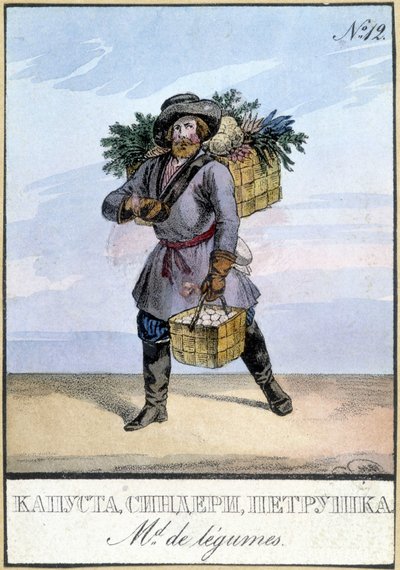 Gemüsehändler in Russland im 19. Jahrhundert von Unknown artist