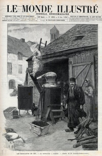 Die Hausbrenner - die Destillation zu Hause in Paris im Jahr 1895 - Gravur in „Le Monde Illustré“ Nr. 1993 von 1895 von Unknown artist