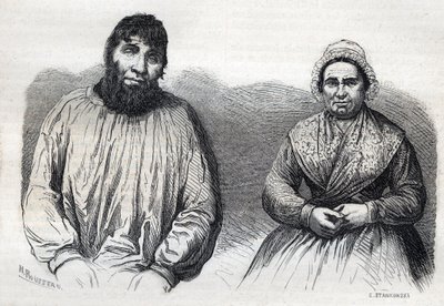 Die Eheleute Dumollard (Martin Dumollard (1810-1862) und seine Frau Komplizin Marie Anne (Marie-Anne) Martinet (1814-1875)) - Gravur aus dem 19. Jahrhundert von Unknown artist