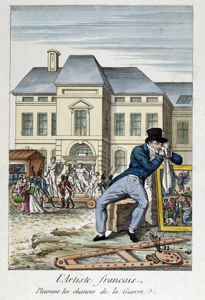 Louvre: Der französische Künstler trauert um die Chancen des Krieges, Gravur des 19. Jahrhunderts von Unknown artist