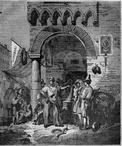 Macaroni-Nudelverkäufer in Neapel im 19. Jahrhundert. von Unknown artist