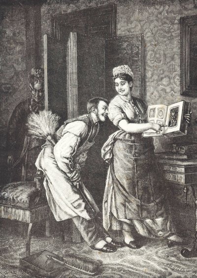 Magd nimmt sich Freiheiten und wird von der Hausherrin belauscht von Unknown artist