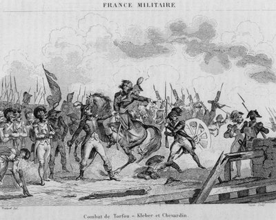 Mainzer Truppen unter der Führung von General Kléber und Oberst Shevardin während der Schlacht von Torfou in der Vendée von Unknown artist