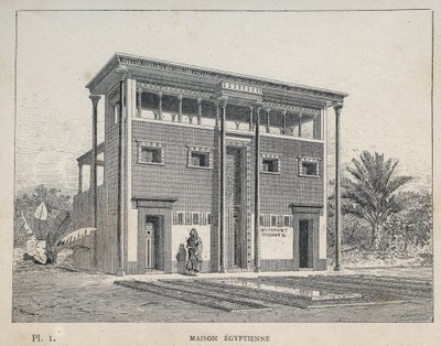 Ägyptisches Haus - Gravur von 1889 in „Histoire de l