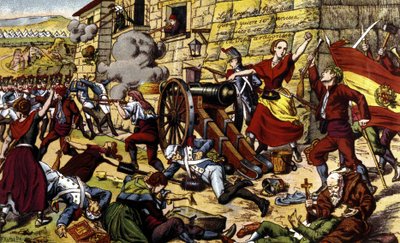 Napoleonische Kriege: Die Belagerung von Saragossa (15. Juni - 14. August von Unknown artist