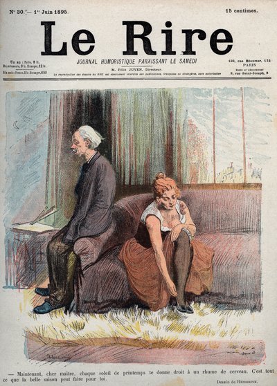 Nun, lieber Meister, jeder Frühlingssonne gibt Ihnen das Recht auf eine Gehirnerkältung, das ist alles, was die gute Jahreszeit für Sie tun kann - Zeichnung von Oswald Heidbrink in „Der Lachen Humoristische Zeitschrift, die am Samstag erscheint“ Nummer 30. von Unknown artist