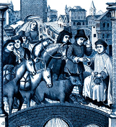 Mautzahlung beim Überqueren einer Brücke in Tournai von Unknown artist