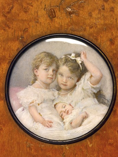 Porträtminiatur der Großfürstinnen Olga (1895-1918), Tatiana (1897-1918) und Maria (1899-1918) von Russland, um 1900 von Unknown Artist