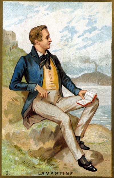 Porträt von Alfonso de Lamartine (1790 - 1869) französischer Dichter. Chromolithografie des 19. Jahrhunderts von Unknown artist