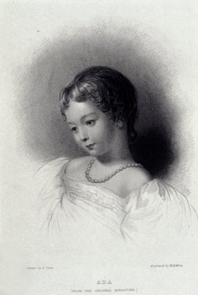 Porträt von Augusta Ada Byron (1815-1852), die Anna Lovelace wurde, Tochter des Dichters George Gordon Byron. Gravur des 19. Jahrhunderts von Unknown artist