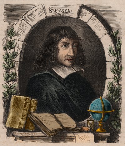 Porträt von Blaise Pascal (1623-1662), französischer Physiker, Mathematiker und Schriftsteller, Gravur von 1879 von Unknown artist
