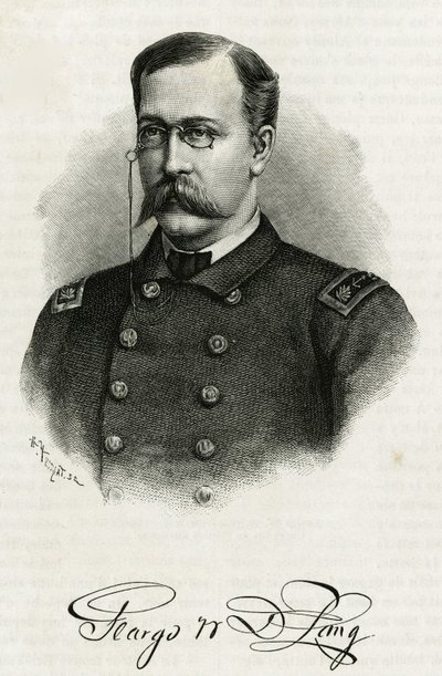 Porträt von Kapitän Georges Washington De Long (1844-1881) der Crew der La Jeannette, für die Mission zum Nordpol. Gravur zur Illustration von „Le voyage de la Jeannette“ von Unknown artist