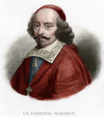 Porträt von Kardinal Jules Mazarin (Giulio Raimondo Mazzarino) (1602-1661). Gravur von 1854 von Unknown artist