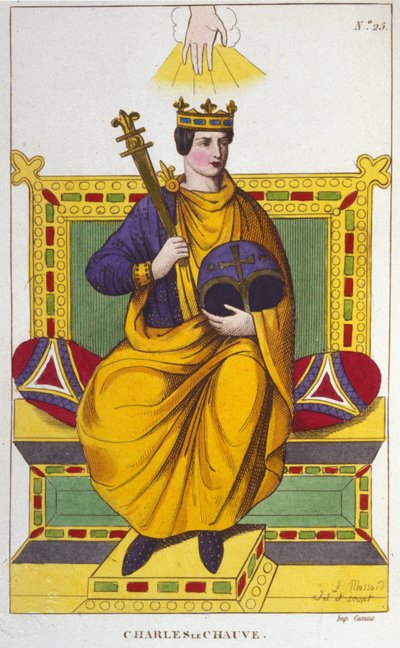 Porträt von Karl II. dem Kahlen (823 - 877), König von Frankreich, Gravur von 1830 von Unknown artist