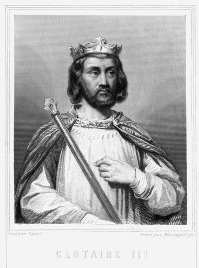 Porträt von Chlothar III (652 - 673), König von Neustrien und Burgund - in „Histoire des Français“ von Lavallée, Gravur, sd von Unknown artist
