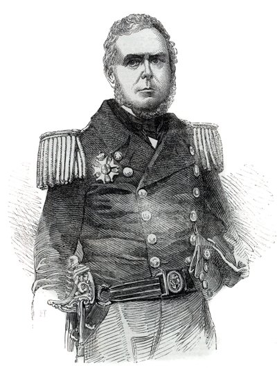 Porträt von John Pascoe Grenfell (1800-1869) Marineoffizier und Diplomat des Kaiserreichs Brasilien - Gravur 1852 von Unknown artist