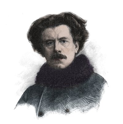 Porträt von Joseph Auguste Maurice Rollinat (1846-1903), englischer Dichter - Gravur. von Unknown artist