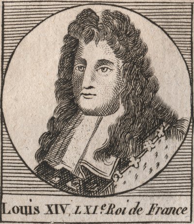 Porträt von Ludwig XIV. (1638-1715), genannt Ludwig der Große oder König Soleil, König von Frankreich - Ludwig XIV., bekannt als Ludwig der Große oder der Sonnenkönig - Gravur aus „Instruction sur l