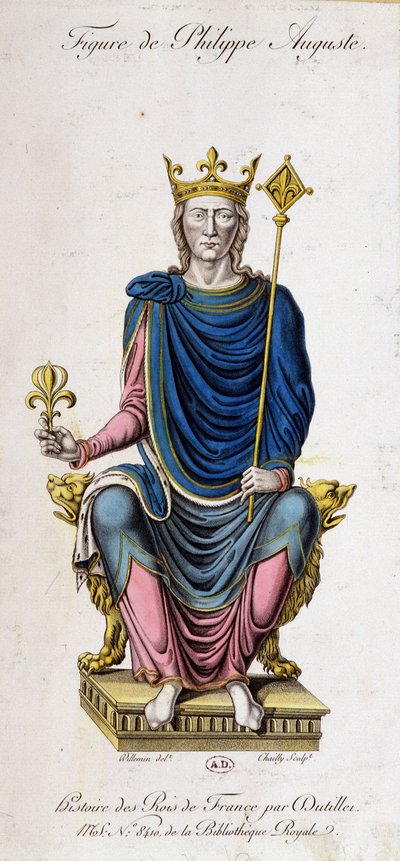 Porträt von Philipp August auf seinem Thron - aus einem Dokument des 13. Jahrhunderts von Unknown artist