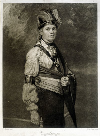 Porträt von Tayadaneega (oder Thayendanega), Anführer des Mohawk-Stammes (nordamerikanische Indianergruppe, Mitglied der Irokesen-Föderation) von Unknown artist