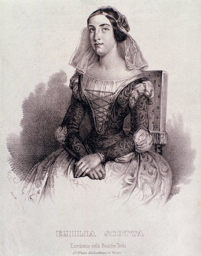 Porträt der Sängerin Emilia Scotta in der Oper Beatrice de Tende von Unknown artist