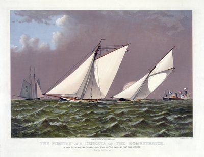 Puritanische Segelboote und Genesta während einer der America
