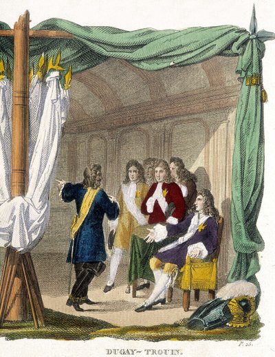 René Duguay-Trouin (René Trouin du Gué genannt) (1673-1736) vor König Ludwig XIV. (1638-1715). Gravur aus dem 19. Jahrhundert. von Unknown artist