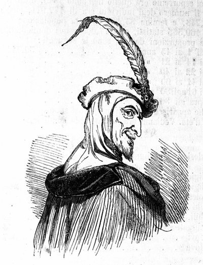 Darstellung von Mephistopheles (Mephisto), Figur der Faust-Legende. Gravur aus dem 19. Jahrhundert von Unknown artist