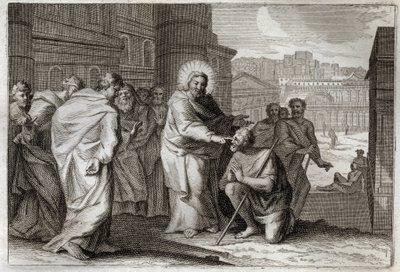 Royaumont-Bibel, Neues Testament: Der Blinde. Jesus Christus heilt den Blinden auf wundersame Weise. Illustration von 1811. von Unknown artist