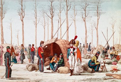 Russische Soldaten biwakieren auf den Champs-Elysées, Paris, Frankreich, 31. März 1814 von Unknown artist