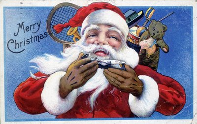 Weihnachtsmann und seine Spielzeughaube - Amerikanische Postkarte, Ende des 19. Jahrhunderts von Unknown artist