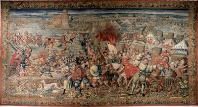 Sechster Italienischer Krieg (1521-1526): Darstellung der Schlacht von Pavia am 24.02.1525, die die Niederlage von Franz I. gegen Karl V. sah. Wandteppich. Neapel, Museo Nazionale di Capodimonte von Unknown artist