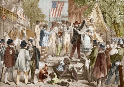 Sklavenverkauf in Richmond in den Vereinigten Staaten im Jahr 1864. von Unknown artist