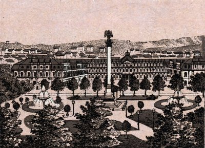 Stuttgart, Deutschland: Ansicht des Neuen Schlosses. in „Die Welt illustriert 168 Ansichten“ Undatiert (spätes 19. Jahrhundert) von Unknown artist