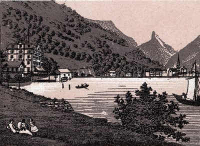Schweiz: Ansicht der Stadt Flüelen. in „Die Welt illustriert 168 Ansichten“ Undatiert (spätes 19. Jahrhundert) von Unknown artist