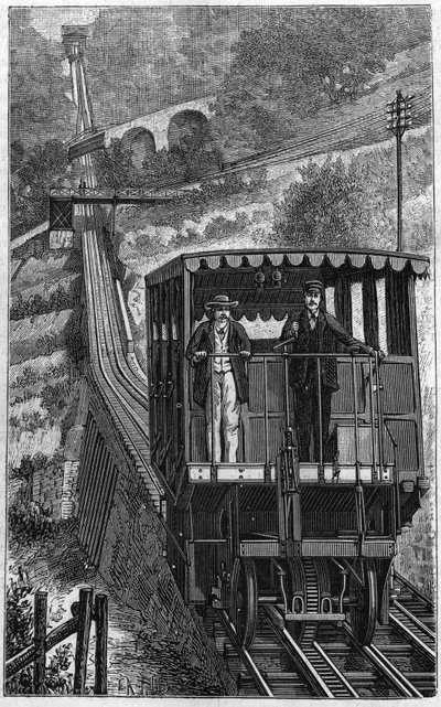 Territet-Glion-Eisenbahn. Glion-Linie in der Schweiz im Jahr 1884 von Unknown artist