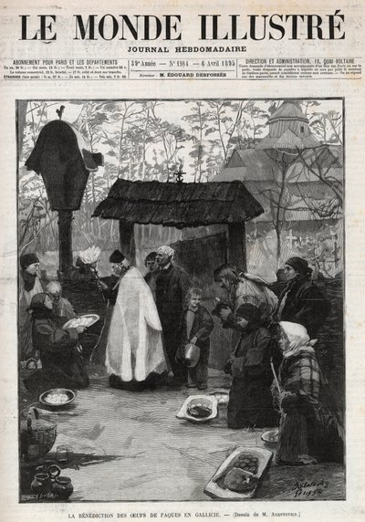 Die Segnung der Ostereier in Galizien (Kleinrussland) - Gravur in „The Illustrous World“ von 1895 von Unknown artist