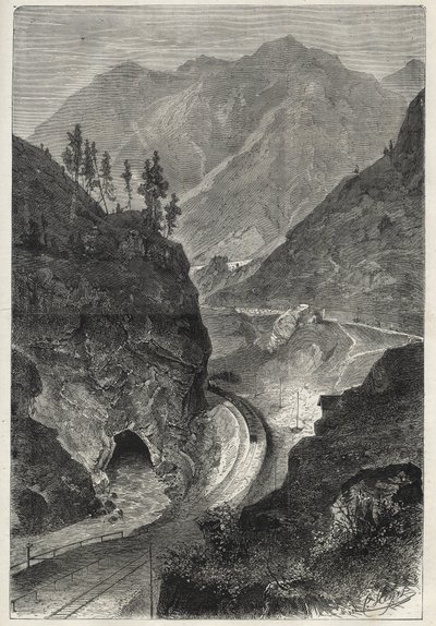 Die Brennerbahn nach Tirol - Gravur 1867 von Unknown artist