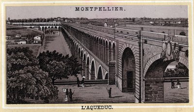 Das Aquädukt von Montpellier (Hérault, Region Languedoc-Roussillon). Chromolithographie des späten 19. Jahrhunderts von Unknown artist