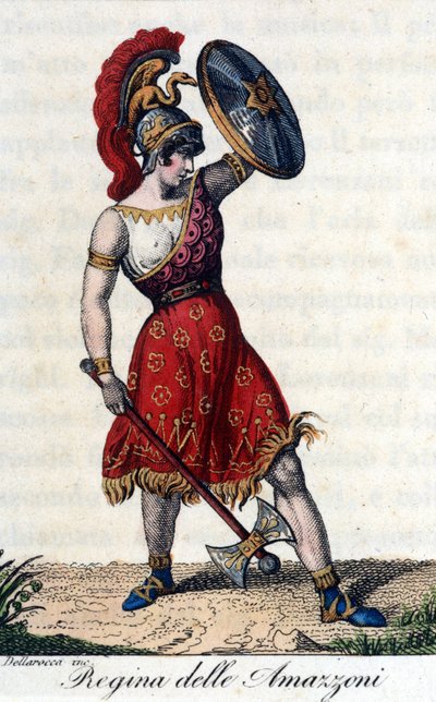 Die Königin der Amazonen. Illustration eines Opernheftes. 19. Jahrhundert von Unknown artist