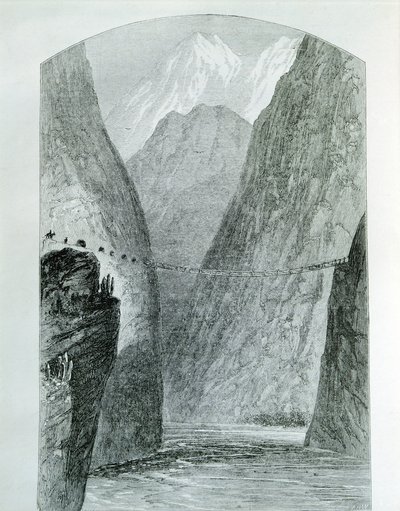 Die Brücke über den Apurimac-Fluss, Gravur. Peru von Unknown artist
